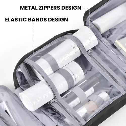 Vista 6 de JOMOLA Neceser colgante para hombres y mujeres, bolsa de maquillaje de viaje resistente al agua, bolsa organizadora de artículos de tocador de viaje