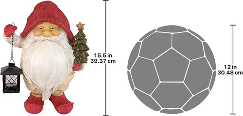 Vista 2 de Design Toscano Iluminando el camino de Papá Noel Whitey la estatua de gnomo navideño