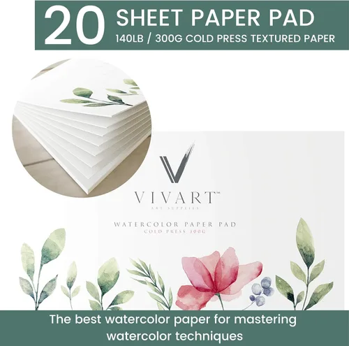 Vista 5 de Vivart Juego de acuarelas prémium de 48 colores para adultos y principiantes – 48 medias sartenes vívidas, 2 pinceles de calidad artística