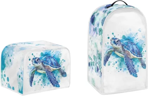 Vista 22 de doginthehole Funda para licuadora y tostadora, 2 rebanadas estéticas de estrellas de mar con estampado de conchas marinas para batidora o cafetera