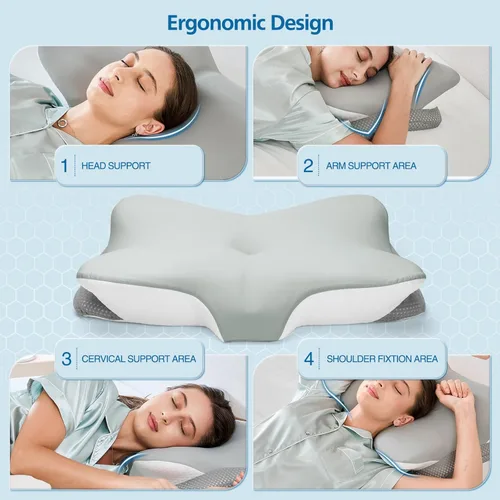 Vista 6 de Almohada cervical ergonómica de espuma viscoelástica Gris