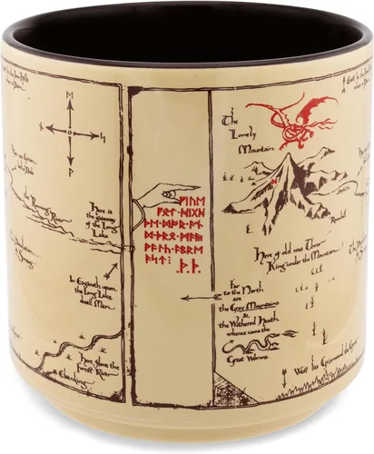 Vista 2 de Taza de cerámica con mapa de La Comarca de El Hobbit Taza de café para espresso, té, cacao Capacidad de 13 onzas