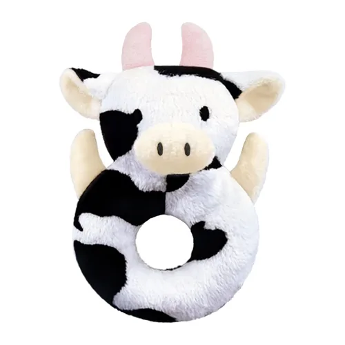 Vista 6 de Juguete suave de sonajero de vaca bebé, ganado lechero de felpa para bebés, juguete de peluche fácil de agarrar, regalos para recién nacidos, bebés