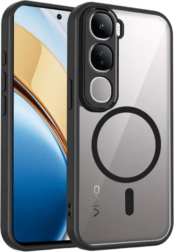 Vista 483 de Funda magnética transparente compatible con Xiaomi 17T, color negro 2 en 1 PC + TPU cubierta de teléfono a prueba de golpes, carcasa protectora
