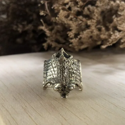 Vista 5 de Anillo de murciélago de plata de ley 925 ala de Halloween vampiro ajustable celta búho pájaro zombie joyería