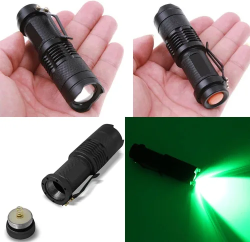 Vista 6 de Linterna LED verde de un solo modo, alcance largo de 150 yardas, alta potencia, visión nocturna, antorcha verde compacta de la linterna