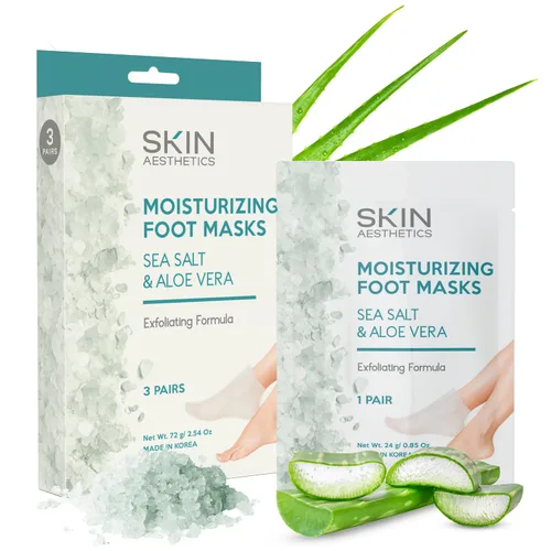 Vista 9 de Skin Aesthetics Mascarillas para pies de lavanda y menta, reparan y suavizan los pies agrietados, hidratantes y exfoliantes, cuidado de la piel