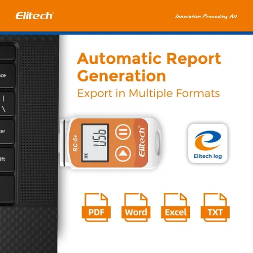 Vista 2 de Elitech RC-5+ TE Digital PDF Registrador de datos de temperatura USB Grabador reutilizable Termómetro refrigerador 32000 puntos de alta precisión
