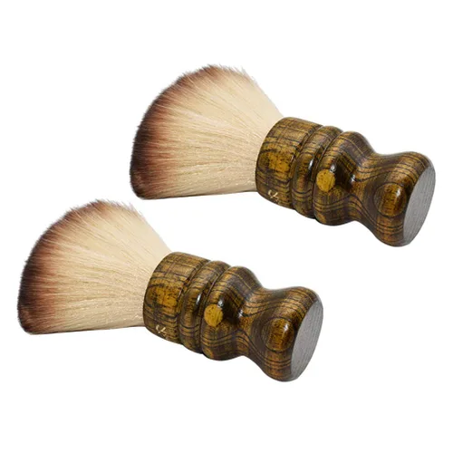 Vista 2 de Cepillo profesional para el cuello de la peluquería de 2 piezas con mango de madera, cepillo de barrido de pelo y kits de corte