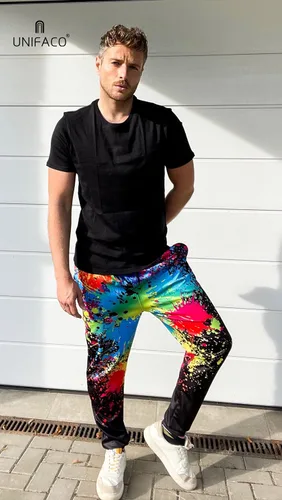 Vista 3 de UNIFACO. Pantalones deportivos unisex con estampado digital 3D con cordón