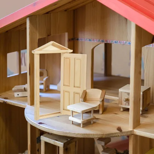 Vista 3 de Zerodeko Puerta en miniatura de madera 1 12 escala modelo de puerta de casa de muñecas con función de apertura para decoración de mini casa