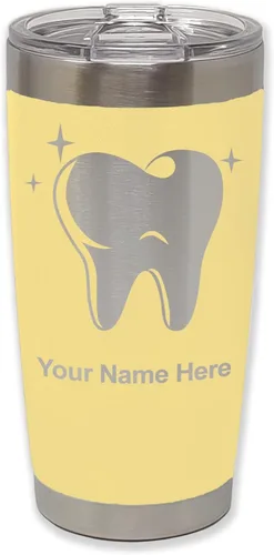 Vista 13 de LaserGram Vaso aislado al vacío de 20 onzas, con diente, grabado personalizado incluido (negro)