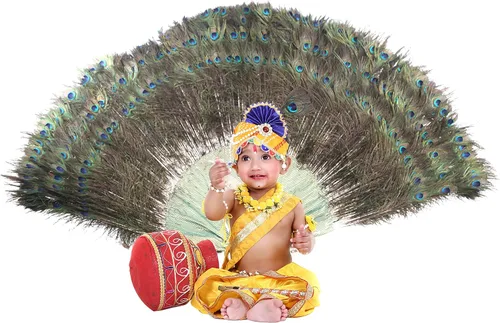 Vista 2 de Raj Fancy Dresses Vestido Shri Krishna para bebés, niño y niña, vestido Janmashtmi con Dhoti Dupatta, vestido Kanha, para 3 meses a 8 años