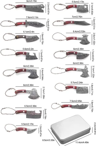 Vista 2 de Juego de cuchillos mini, juego de cuchillos pequeños con funda, navajas de bolsillo mini para regalos de coleccionistas de cuchillos y abridor