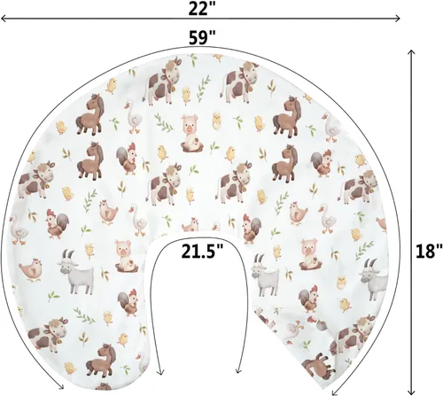 Vista 9 de Lindas fundas de almohada de lactancia de animales de granja para niños y niñas, vaca, gallo, cabra, pato, cerdo, funda de almohada de lactancia