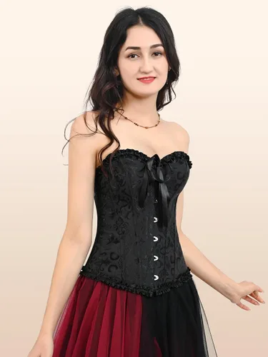 Vista 3 de Zhitunemi Tops de corsé renacentista para mujeres corsés blancos trajes de Halloween de talla grande - Ren Faire para el festival del Renacimiento