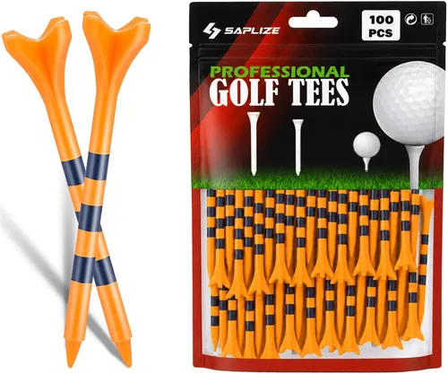 Vista 10 de SAPLIZE Thick 120 or100 or 50 Pack Plastic Golf Tees with Stars & Stripes Height Marking System, Durable 4-Prong Golf Tees Designed to Reduce