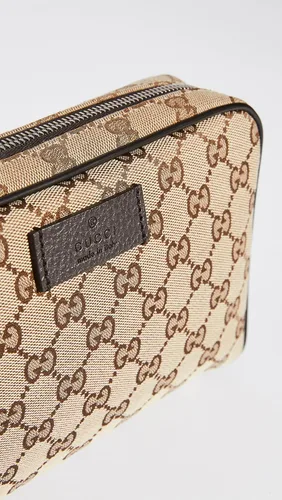 Vista 4 de Gucci Cinturón con cremallera preamado para mujer, lona Gg, Marrón