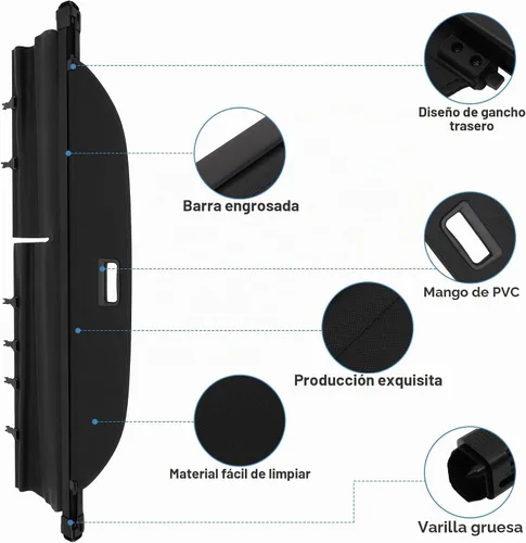 Vista 5 de ECCPP - Cubierta de carga retráctil para Toyota RAV4 2013-2018 2.5L SUV Trunk Cargo Privacy Shield, Anti-Theft Luggage Shade, Waterproof Carbon