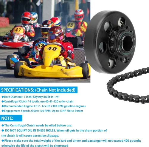 Vista 5 de Embrague Go Kart de 1 pulgada con 14 dientes con cadena #40/41/420 de 4