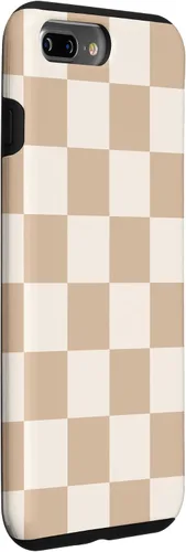 Vista 24 de Funda de tablero de ajedrez marrón beige claro para iPhone 14 Pro