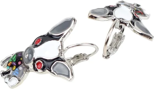 Vista 4 de NEWEI Aretes esmaltados con clip francés de Chihuahua para mujer, aretes colgantes para chihuahua, regalo de joyería