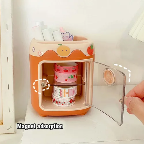 Vista 8 de MLAFE Kawaii Portalápices de Cerdo Lindo Cubo de Almacenamiento de Cosméticos Kawaii Cubo de Almacenamiento Multifuncional Cubo de Papelería de Azul