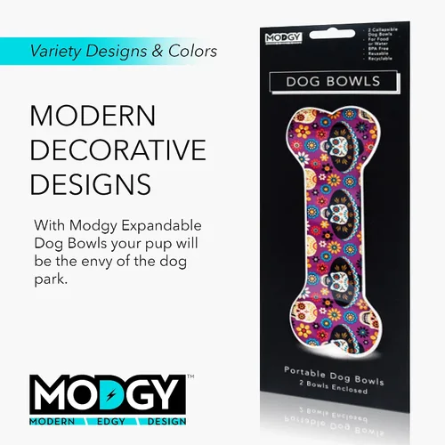 Vista 5 de MODGY Plato plegable para comida para perros, reutilizable, tamaño de viaje de plástico, contenedor portátil, campamento, senderismo, automóvil