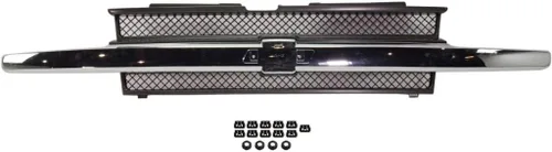 Vista 2 de Para Chevy Trailblazer/Trailblazer EXT Grille Assembly 2002 03 04 2005 Carcasa e inserto negro pintado con barra central cromada Plástico