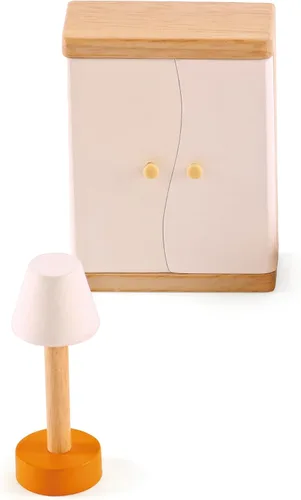 Vista 3 de Hape Juego de muebles de madera para casa de muñecas, color blanco