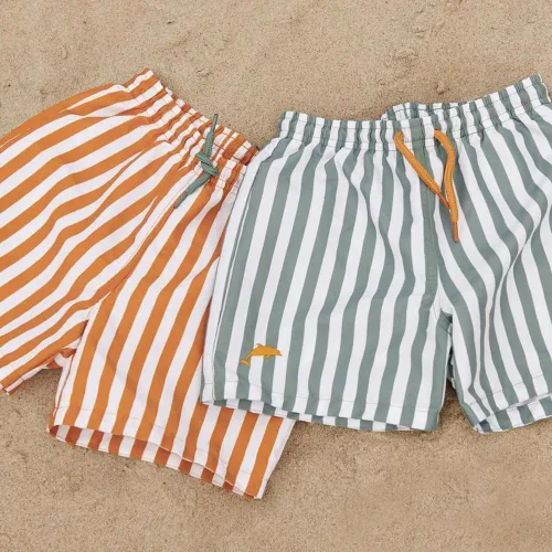 Vista 23 de Traje de baño para niños, ropa de playa de secado rápido, pantalones cortos de natación para niños pequeños, traje de baño a rayas, traje de baño