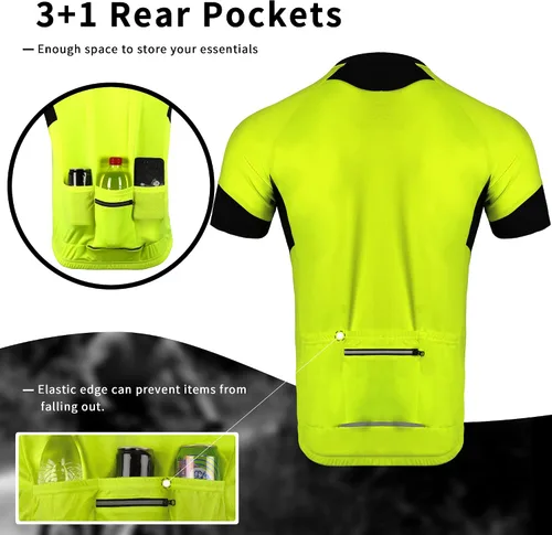 Vista 5 de Cycling Bike Jersey for Men Short and Long Sleeve Bike Bicycle Shirts Biking Clothing Breathable Quick-Dry Shirt with Pockets