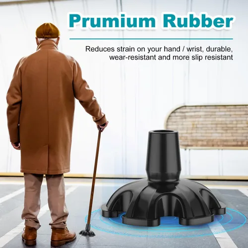 Vista 6 de MFE Cane Tip - Rubber Feet Pad for Walking Cane Self Standing - Heavy Duty Stable 6-Prong Replacement Base for Folding Walking Stick End Cap, 5/8