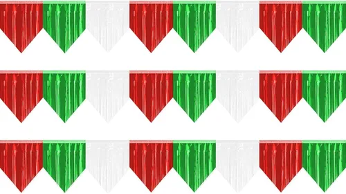 Vista 9 de Pancarta 3P con flecos metálicos para colgar en la pared, telón de fondo para desfiles, flotadores, guirnaldas, bodas, fiestas, graduación, clase