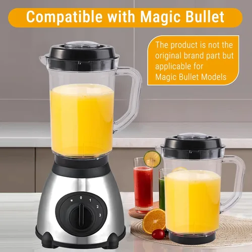 Vista 5 de Jarra de repuesto para licuadora, 33.8 fl oz de grado alimenticio de PC transparente, contenedor compatible con licuadora para modelos Magic Bullet