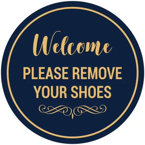 Vista 20 de Signs ByLITA Circle Welcome Please Remove Your Shoes Sign, Negro