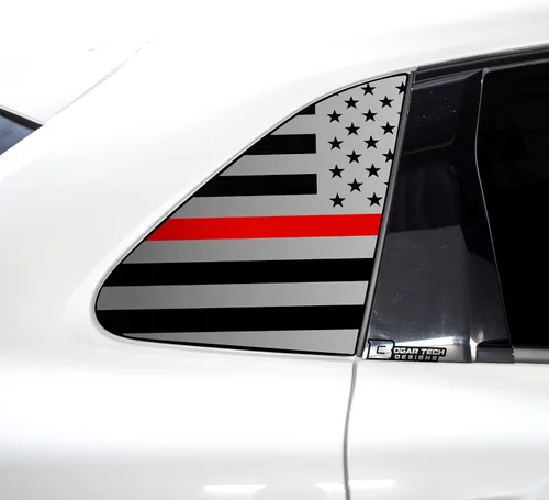 Vista 9 de BOGAR TECH DESIGNS Adhesivo de vinilo precortado con bandera estadounidense para ventana de un cuarto compatible con Honda HR-V 2023+, negro mate