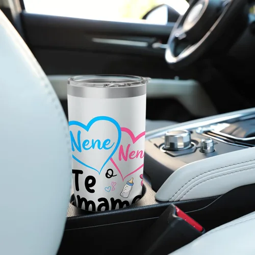 Vista 6 de Nene o Nena Te Amamos Spanish Mexican Gender Reveal - Vaso aislado de acero inoxidable a juego Blanco