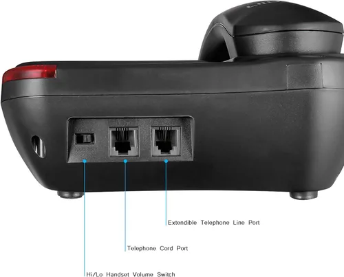 Vista 4 de Ornin S016+teléfono con cable de botón grande con altavoz, teléfono de escritorio (negro)