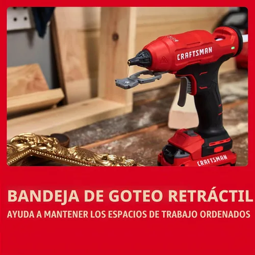 Vista 5 de CRAFTSMAN V20 Hot Glue Gun Full Size, Cordless Glue Gun and Sticks Set with LED Light, Interchangeable Nozzles and Wrench, Retractable Dip Tray
