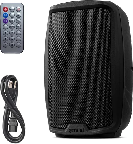 Vista 10 de Gemini Altavoz PA Bluetooth de 8" 500W con enlace TWS, USB/SD/FM, entradas XLR/RCA/AUX, canales de micrófono y guitarra, altavoz DJ compacto
