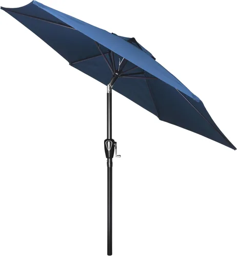 Vista 17 de HealSmart Sombrilla de patio de 7.5 pies con botón de inclinación/manivela, sombrilla de mesa al aire libre, 6 varillas resistentes para jardín