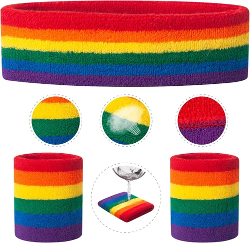 Vista 165 de ONUPGO - Conjunto de diadema y muñequeras deportivas para el sudor, hechas de algodón con bucles, muñequeras, contra humedad