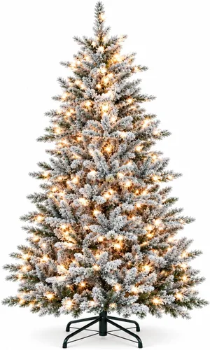 Vista 13 de GarveeLife Árbol de Navidad artificial preiluminado de 6 pies, luces de Verde Clásico - Doble