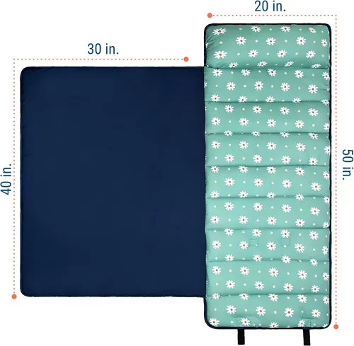 Vista 5 de Wildkin Microfiber Nap Mat for Kids 50 x 20 in all-in-one microfiber nap mat with attached blanket, removable pillow, roll-up straps and carry