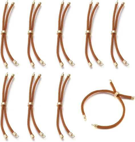 Vista 13 de 10 piezas de pulseras de cordón trenzado de nylon para hacer pulseras deslizantes ajustables con accesorios de latón dorado para accesorios de Negro