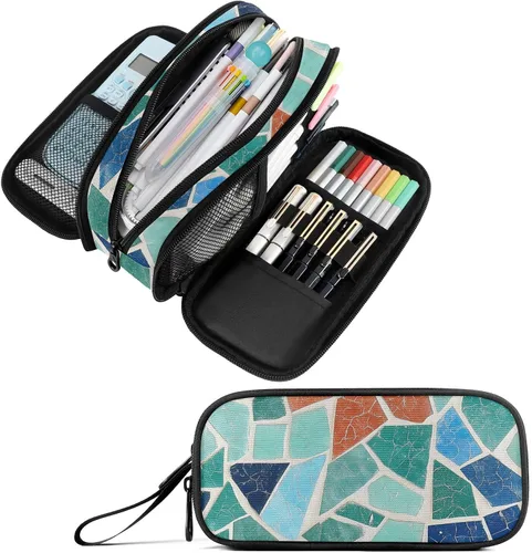 Vista 16 de Fustylead Estuche para lápices de gran capacidad para notas musicales, bolsa de maquillaje multiusos, bolsa de almacenamiento para oficina