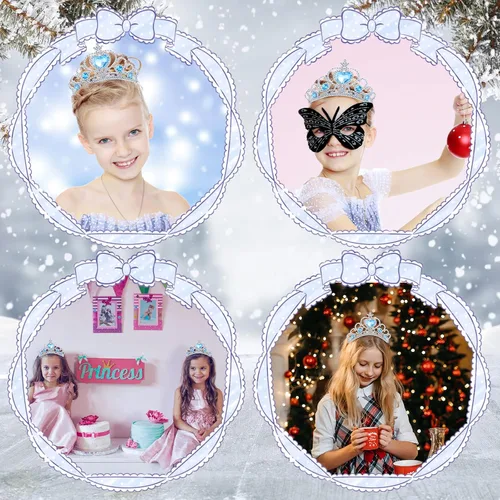 Vista 7 de Chalyna 12 piezas de coronas de princesa tiara para niña pequeña, tiara de plástico con joya de corazón de plata, regalo de invierno para cumpleaños