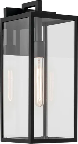 Vista 11 de Kichler Branner 59111BKT - Lámpara de pared tradicional para exteriores, con textura negra, de lujo, con cristal transparente, para puertas