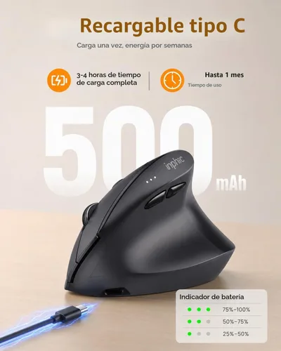 Vista 6 de INPHIC X9 Pro Ergonomic Wireless Mouse 12800DPI Rechargeable Vertical Mouse